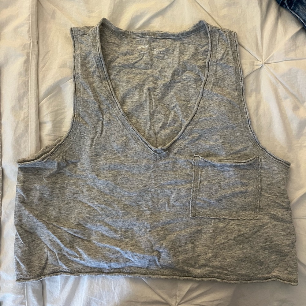 Aerie Gray V-Neck Tank Top